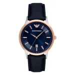 Blue Quartz Watch Blue Leather Strap Blue Dial AR11188