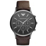 Brown Leather Strap Watch Black Dial AR2462