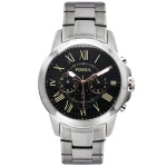 Fossil FS4994 Silver Band Black Dial