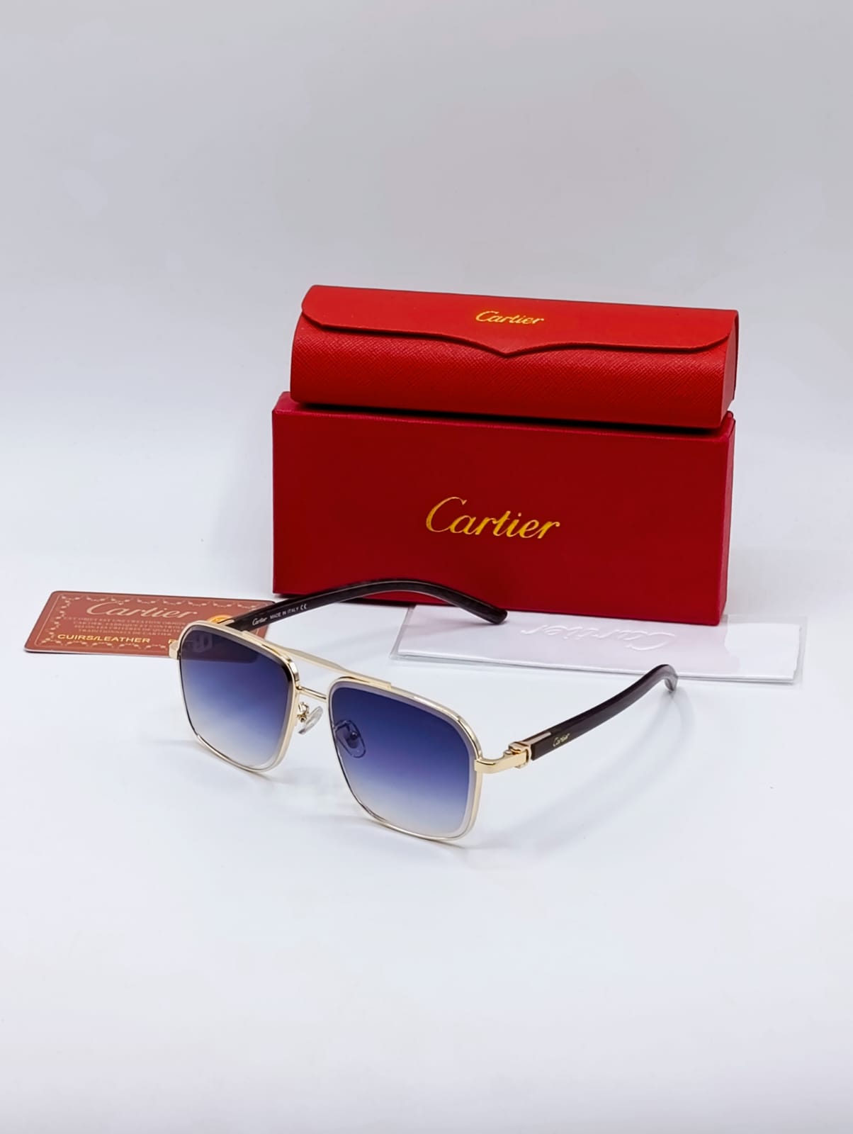Golden Frame Blue Lens Sunglasses