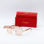 Golden Frame Pink Lens Sunglasses