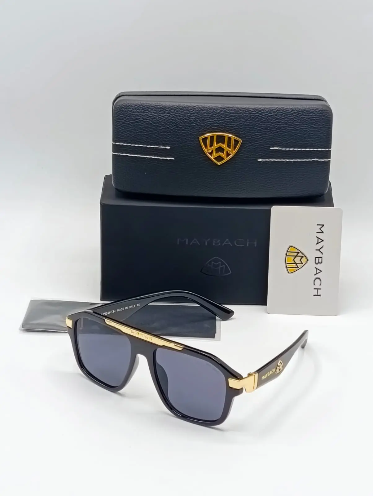 May Black Solid Rectangle Lens Sunglasses