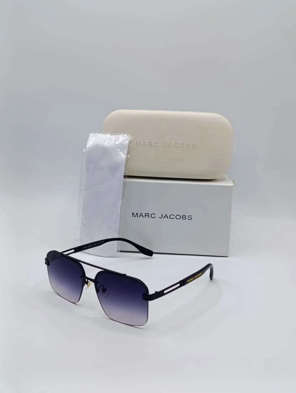 Midnight Blue Gradient Rectangle Sunglasses