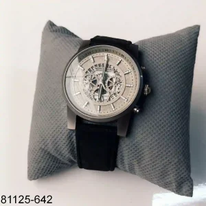 Mens Skeleton Watch in Black Belt