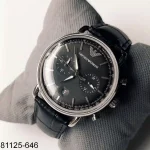 Black Leather Belt Watch for Mens