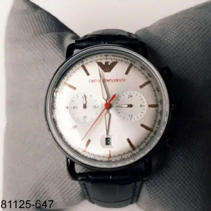 Mens Dress Watch in Black Leather Belt