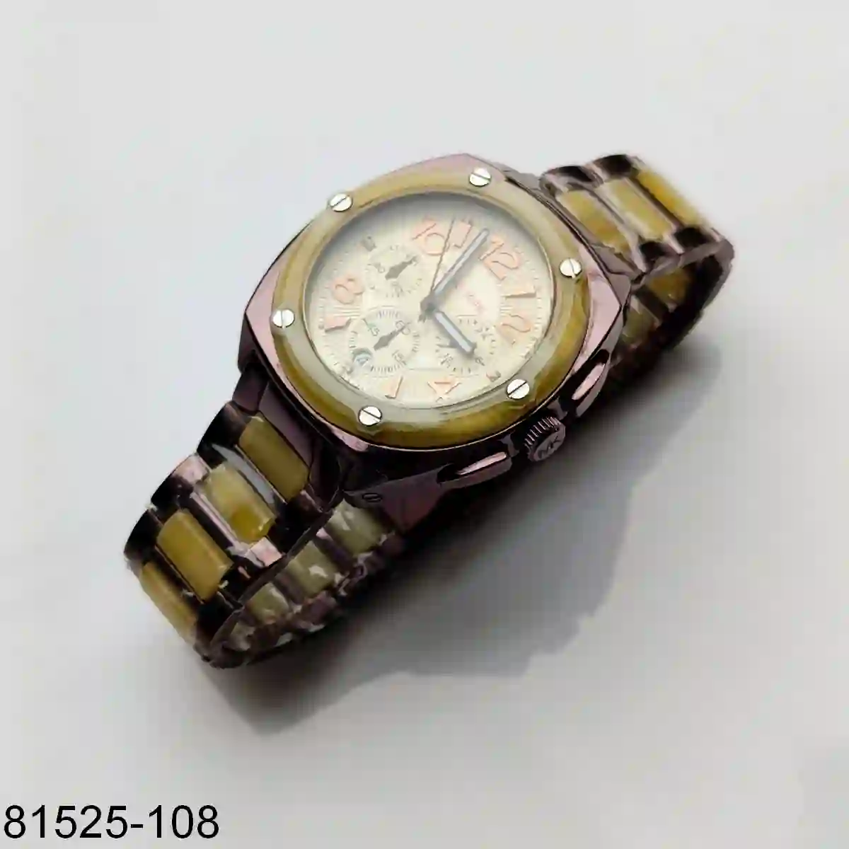 MK Quartz Ceramic Band Beige Watch
