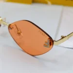 Almond Shape Orange Rimless Sunglasses