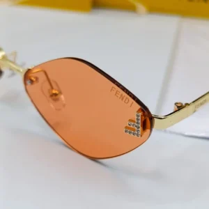 Almond Shape Orange Rimless Sunglasses