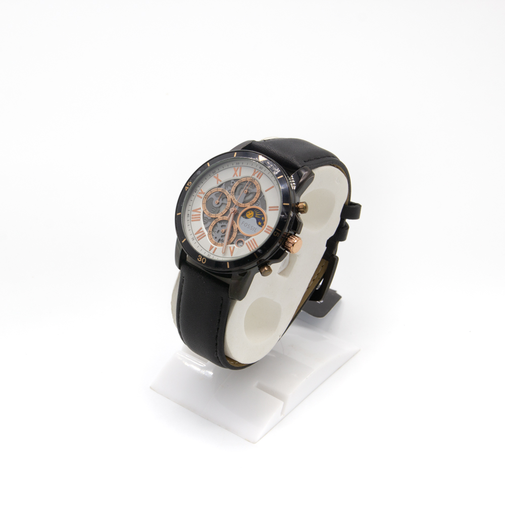 Fossil Mens Black Watch White Dial