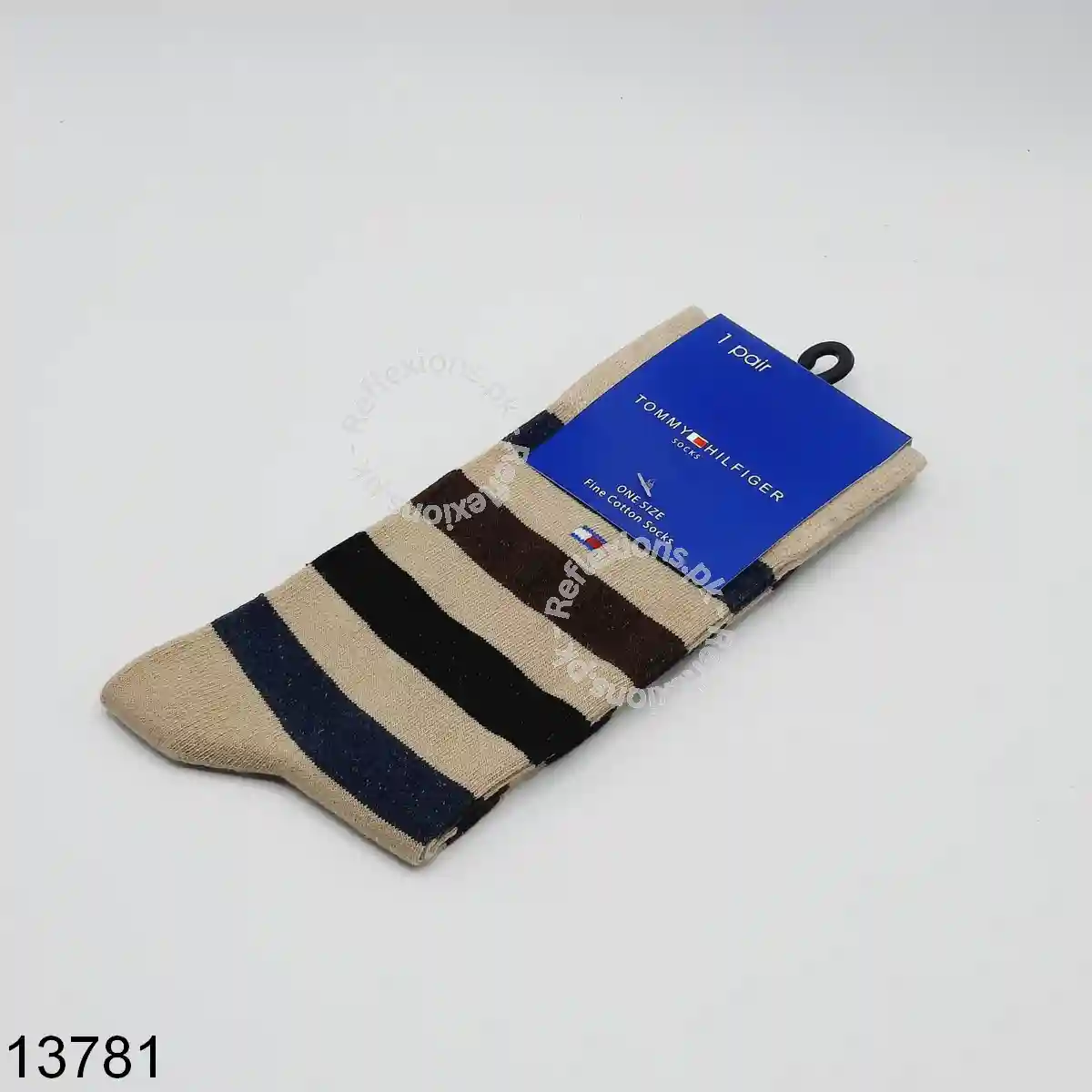 Beige Stripes Mid Crew Socks