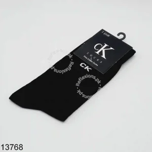 Plain Black Mid Crew Mens Socks