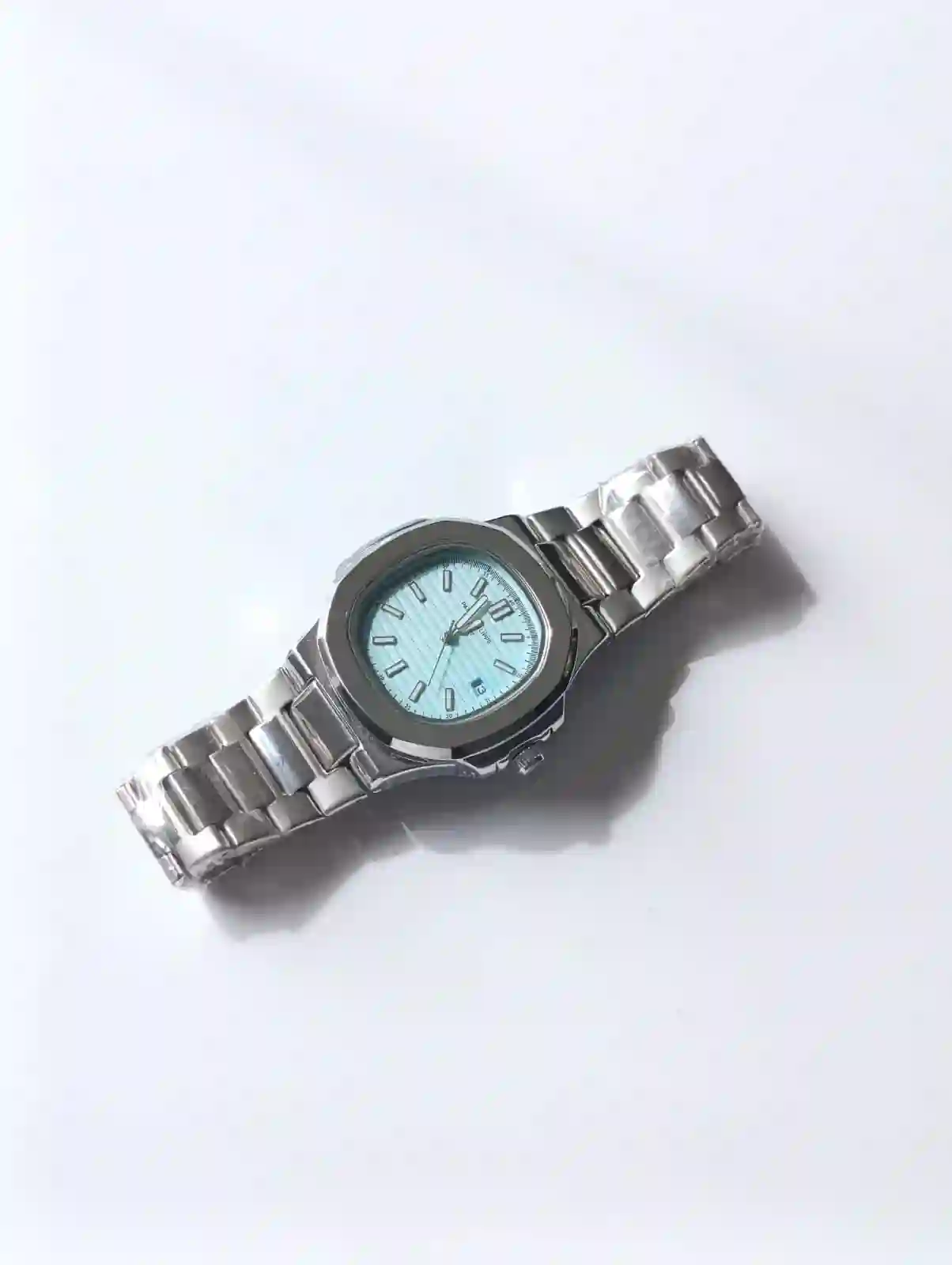 Silver Mens Watch Light Blue Dial