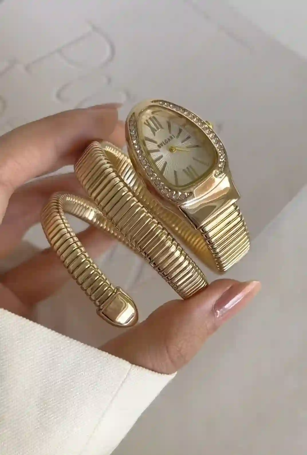 Golden Snake Watch White Dial