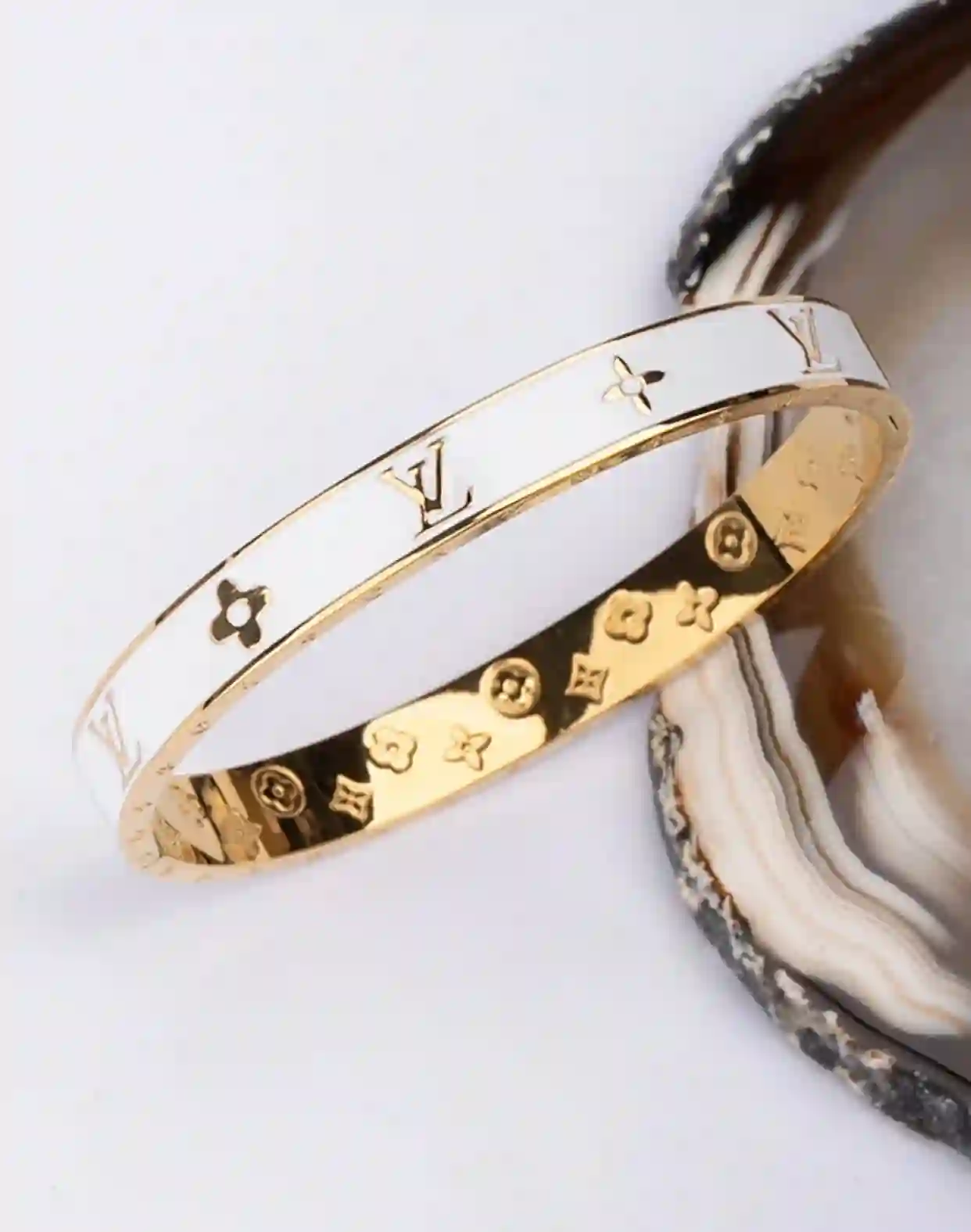 LV White Cuff Bangle